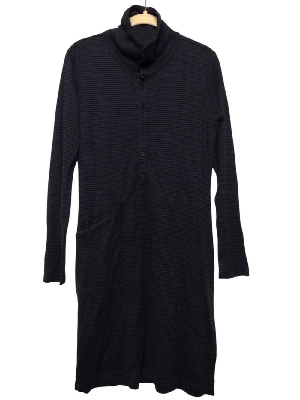 NAU Long Sleeve Kanab HW Hemp Blend ,Indigo Stripe Dress Small